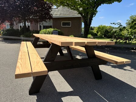 Douglas picknicktafel zwarte poten 2000 mm